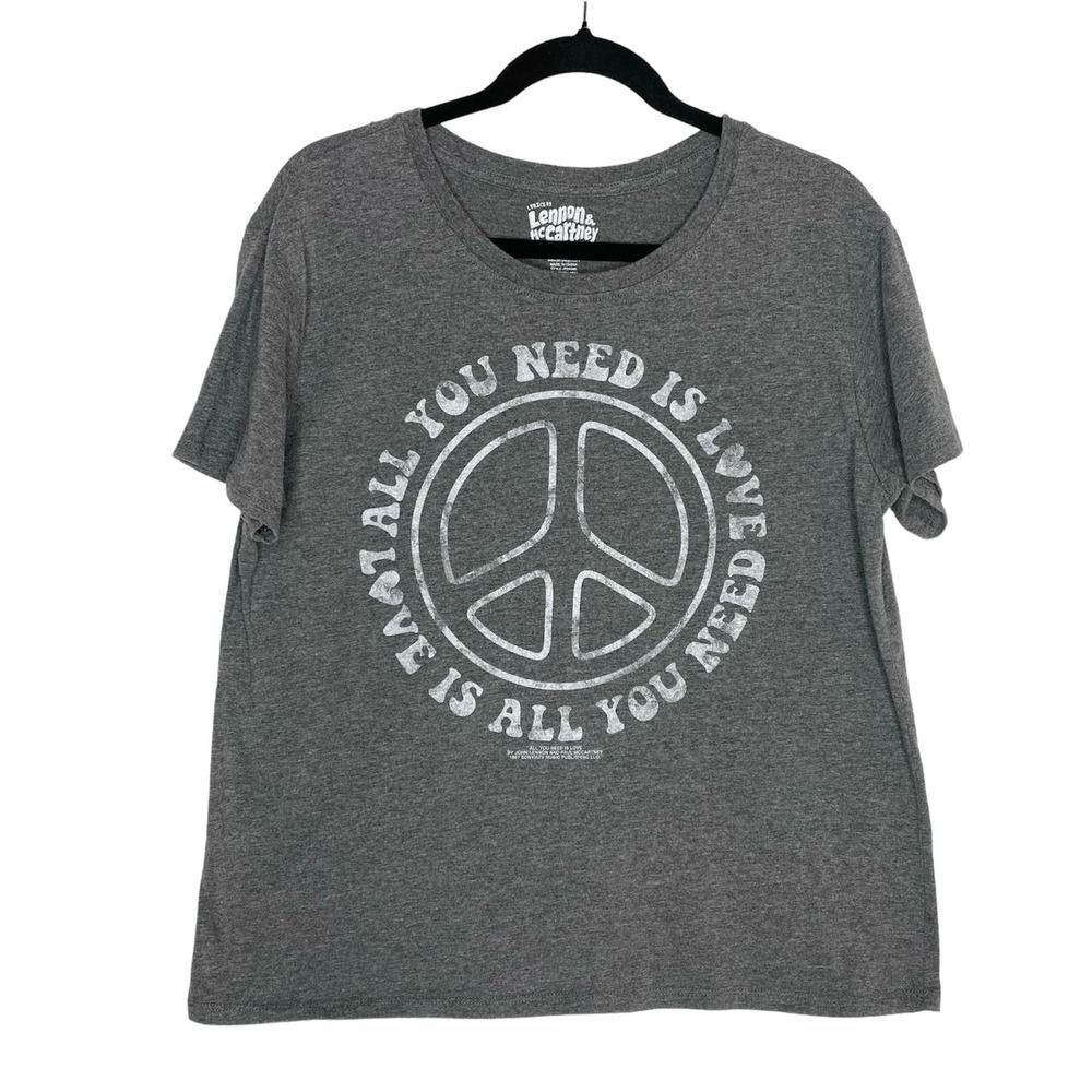 Jerry Leigh Lennon & McCartney All You Need Is Love Beatles T-Shirt Gray XL Tee